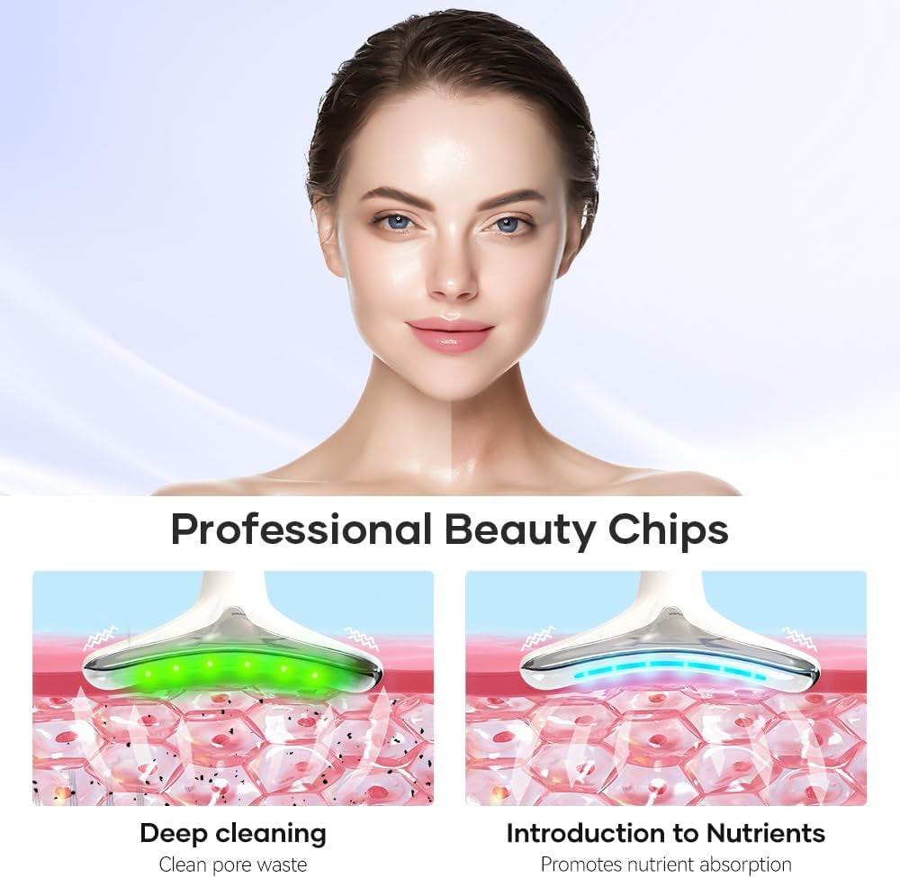 Face Massager, Anti-Wrinkle Face Device with 3 Modes 45°C for Skintightening & Neck Lifting EMS Massage Face Toning Firming for Women