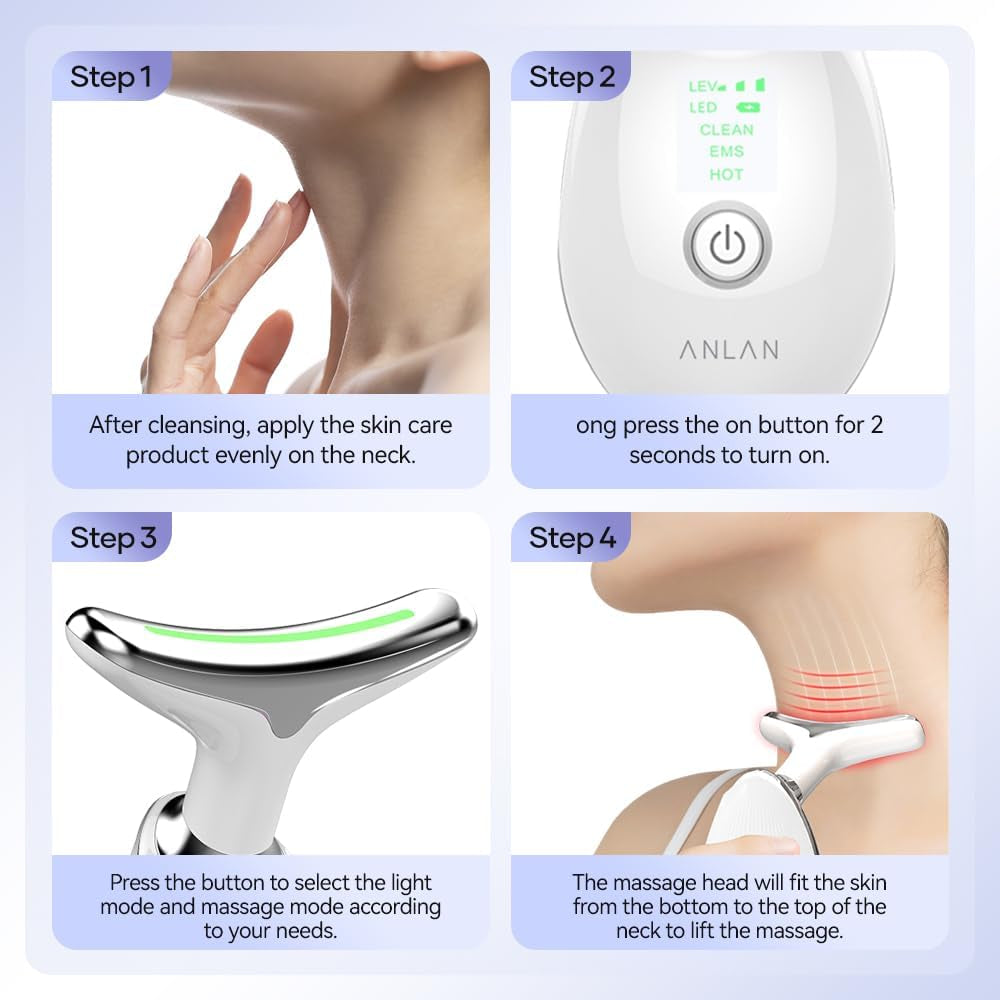 Face Massager, Anti-Wrinkle Face Device with 3 Modes 45°C for Skintightening & Neck Lifting EMS Massage Face Toning Firming for Women
