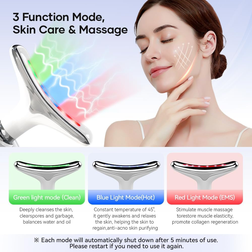 Face Massager, Anti-Wrinkle Face Device with 3 Modes 45°C for Skintightening & Neck Lifting EMS Massage Face Toning Firming for Women